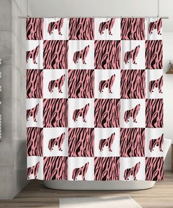 Pink Stripes Wolf Shower Curtain for a Modern Bathroom