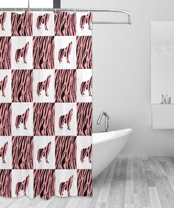 Pink Stripes Wolf Shower Curtain for a Modern Bathroom