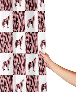 Pink Stripes Wolf Shower Curtain for a Modern Bathroom