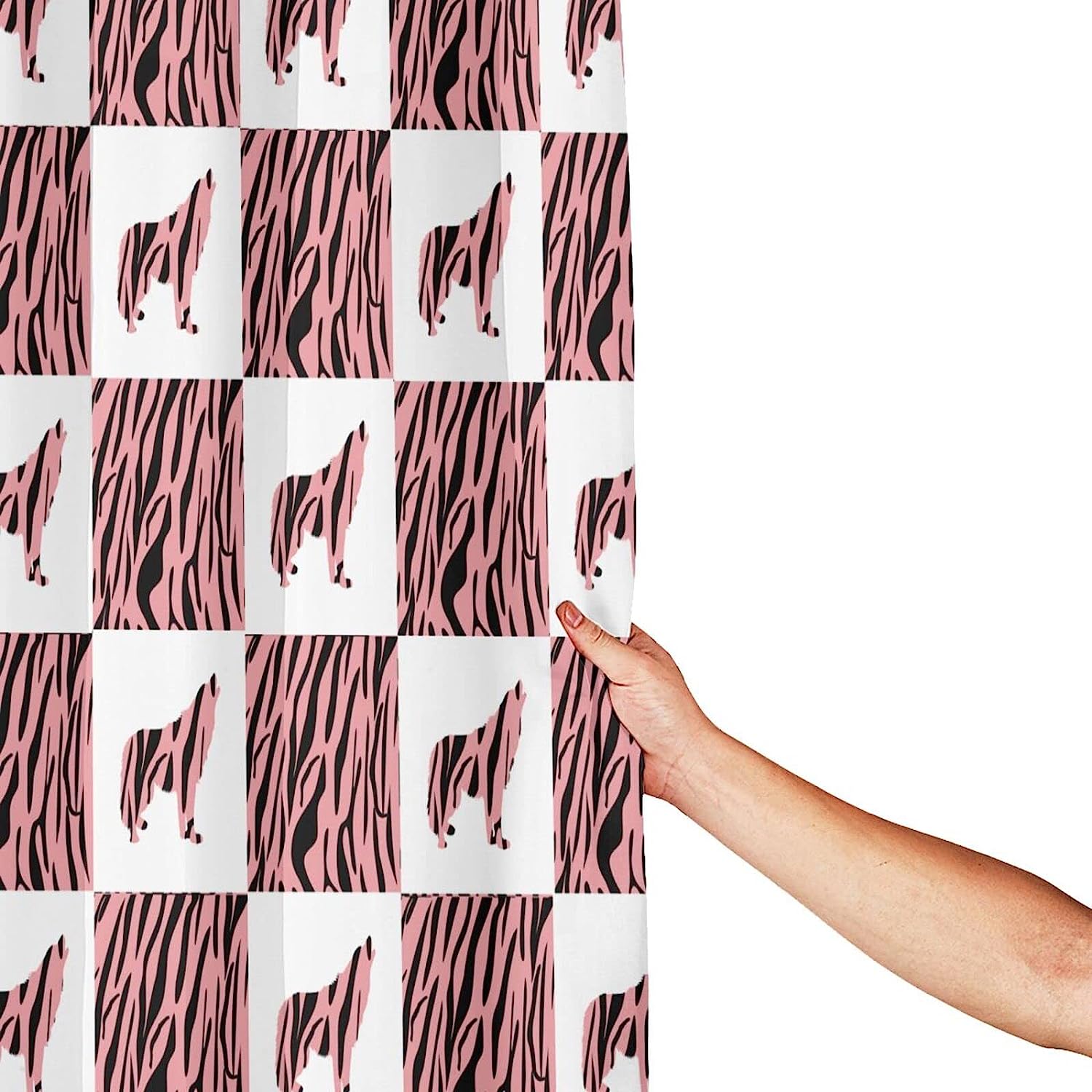 Pink Stripes Wolf Shower Curtain for a Modern Bathroom