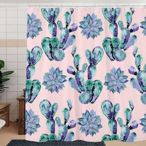 Pink Succulent Painting Shower Curtain, Waterproof Bathroom Decor Gift