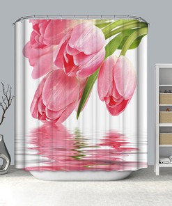 Pink Tulips Drop Garden Rose Shower Curtain - Chic Floral Bathroom Decor