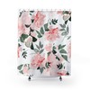 Pink Watercolor Flower Shower Curtain with Botanical and Floral Design 