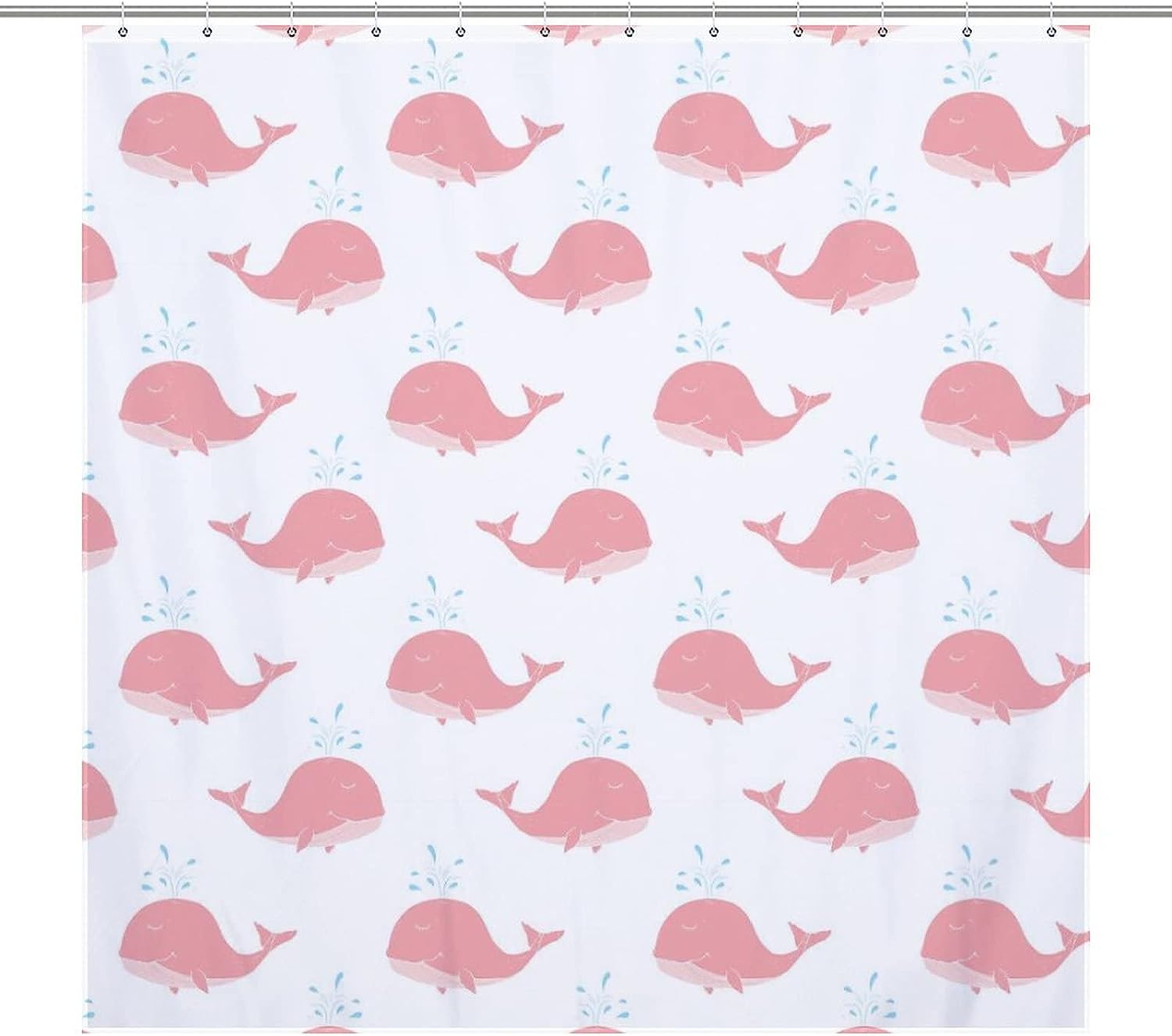 Pink Whale Cute Waterproof Shower Curtain For Bathroom Decor