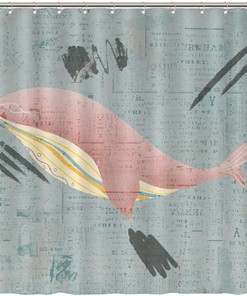 Pink Whale Sea Animal Shower Curtain - Custom Durable Fabric