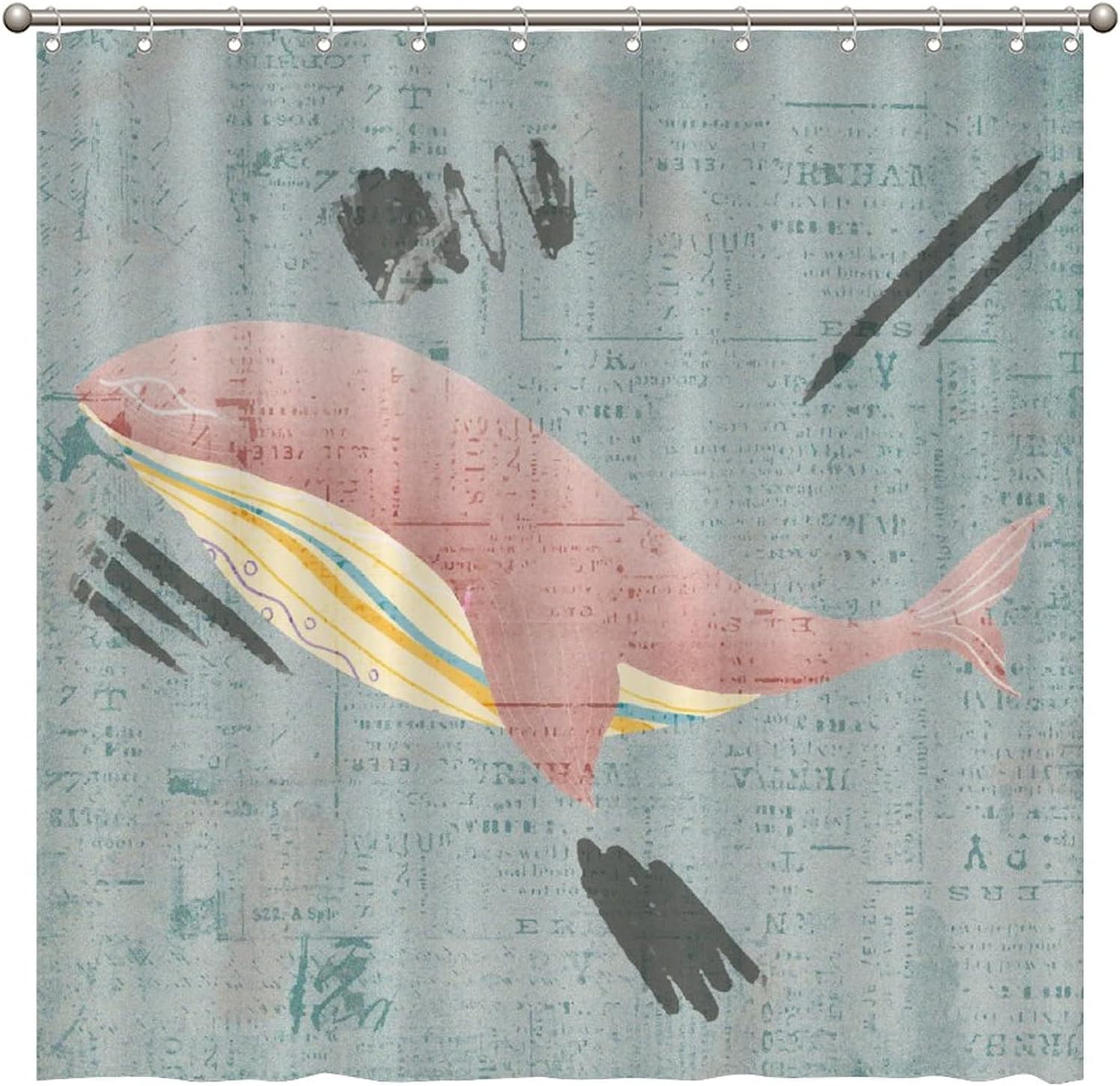 Pink Whale Sea Animal Shower Curtain - Custom Durable Fabric