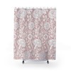 Pink & White Vintage English Bathroom Accessory with William Morris Pink and Rose Antique Print Bathroom Shower Curtain