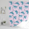 Pink and Blue Jungle Safari Cats Tiger Shower Curtain for Kids Bathroom Decor