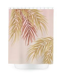 Pink/Peach Palm Leaves Shower Curtain - Botanic Bathroom Decor