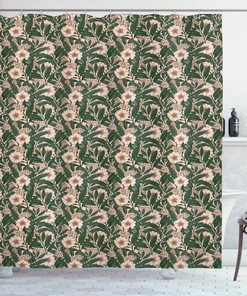 Pinkish Anemone Plant Print Shower Curtain For Bathroom