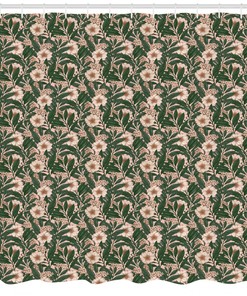 Pinkish Anemone Plant Print Shower Curtain For Bathroom
