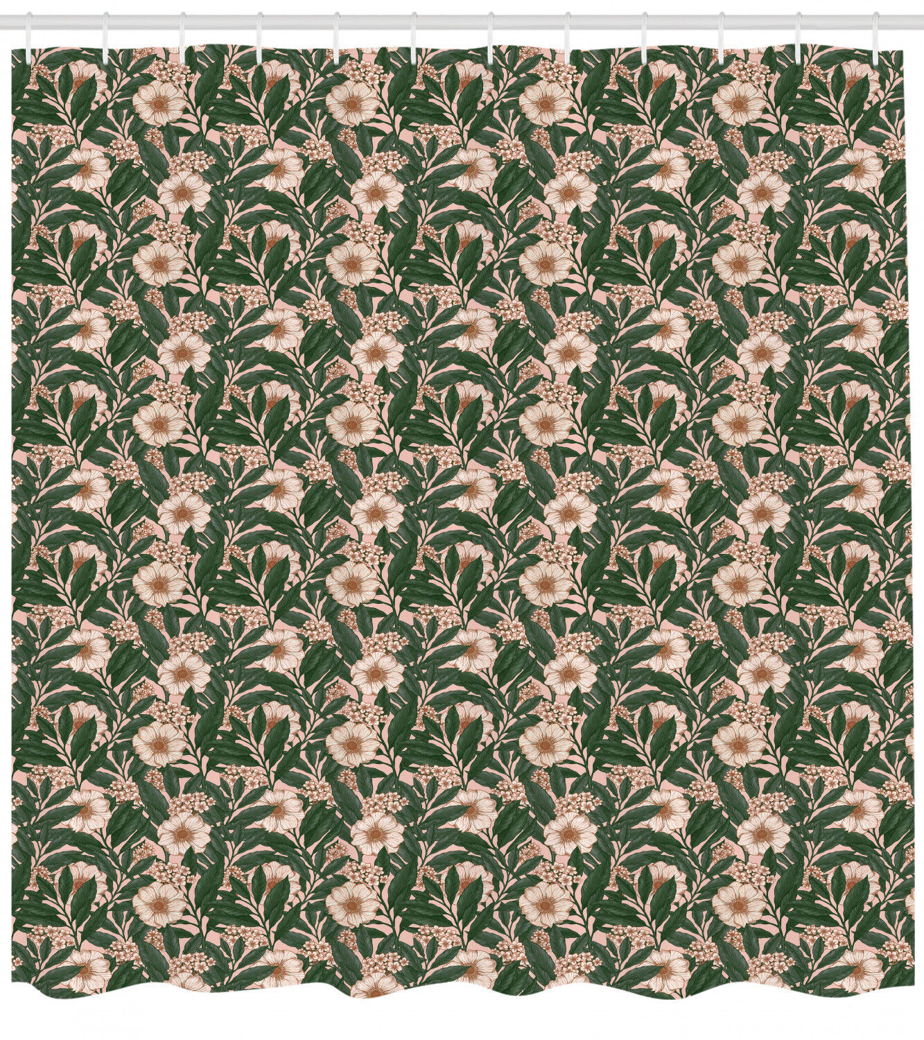 Pinkish Anemone Plant Print Shower Curtain For Bathroom