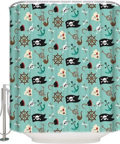 Pirate And Skull Shower Curtain For Dark And Mysterious Bathroom Decor