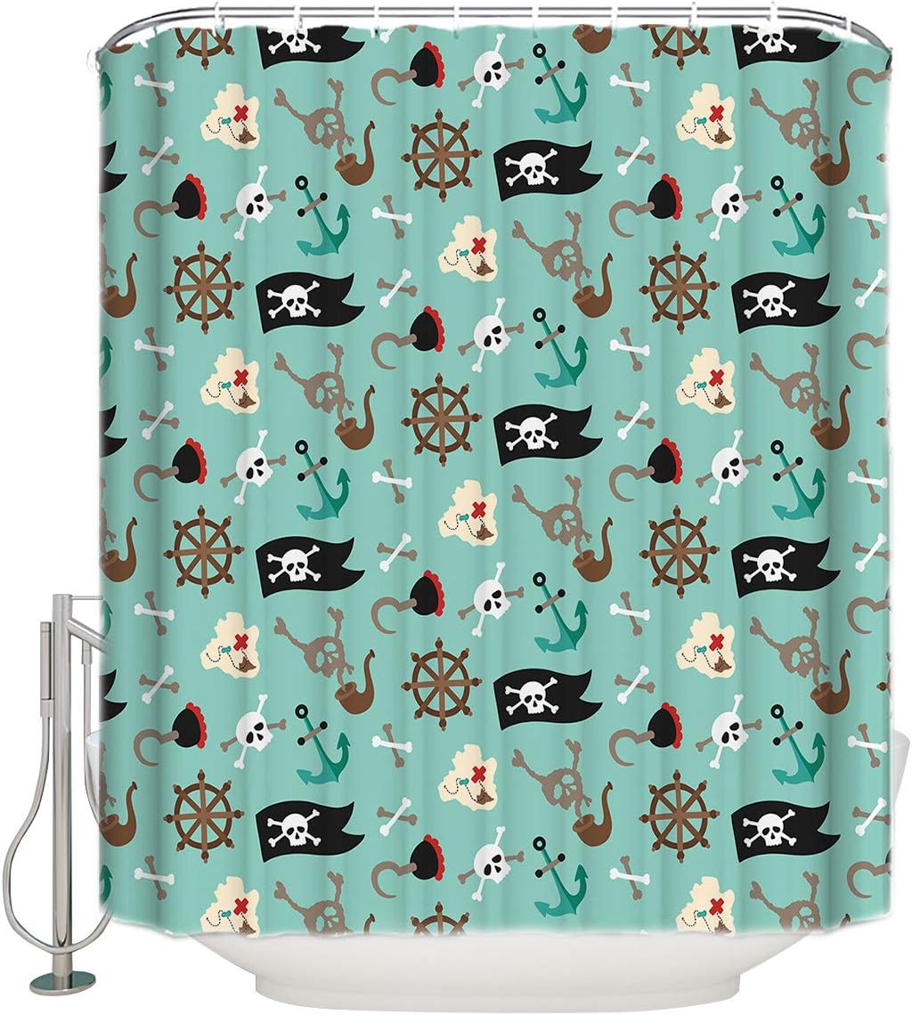 Pirate And Skull Shower Curtain For Dark And Mysterious Bathroom Decor