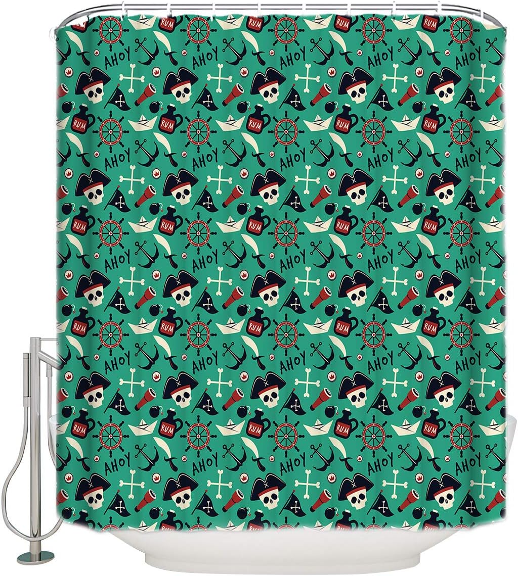 Pirate And Skull Stall Shower Curtain For Dark And Mysterious Bathroom Decor