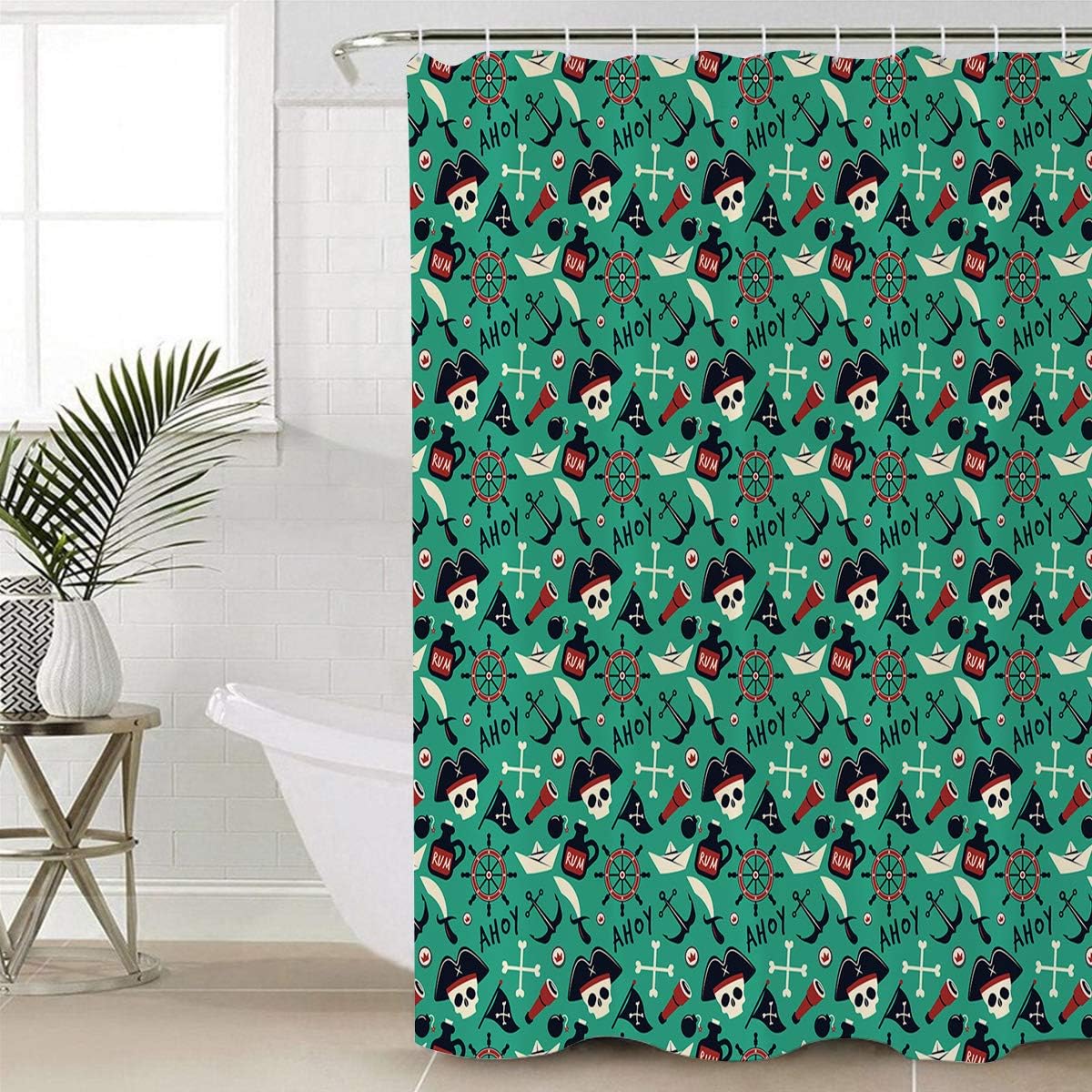 Pirate And Skull Stall Shower Curtain For Dark And Mysterious Bathroom Decor - Image 4