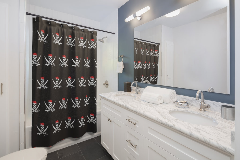 Pirate Bathroom Decor Skull Shower Curtain for Home Bathroom Decoration