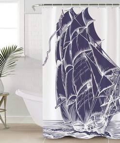 Pirate Boat Design Waterproof Shower Curtain for Nautical Touch
