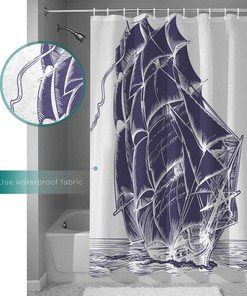 Pirate Boat Design Waterproof Shower Curtain for Nautical Touch