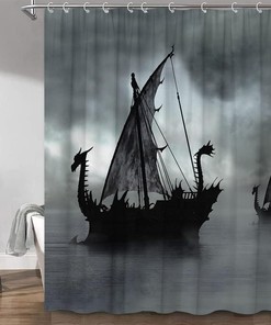 Pirate Boats Vintage Sailboat Shower Curtain - Perfect for Nautical Theme Lovers