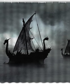 Pirate Boats Vintage Sailboat Shower Curtain - Perfect for Nautical Theme Lovers