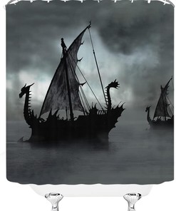 Pirate Boats Vintage Sailboat Shower Curtain - Perfect for Nautical Theme Lovers