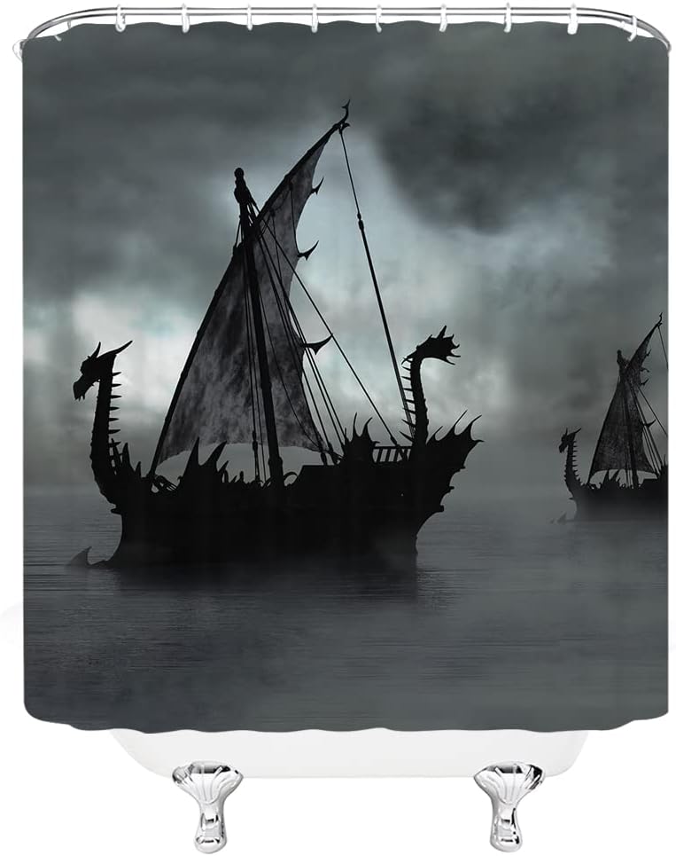 Pirate Boats Vintage Sailboat Shower Curtain - Perfect for Nautical Theme Lovers