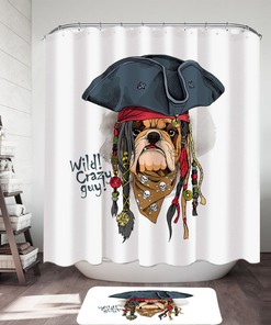 Pirate Bulldog Shower Curtain - Cool And Crazy Bathroom Decor