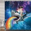 Pirate Cat Shark Galaxy Funny Shower Curtain Waterproof Bathroom Decor