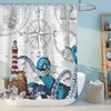 Pirate Fabric Shower Curtain For Nautical Bathroom Decor, Teal Octopus Kraken