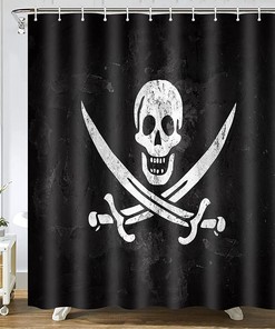 Pirate Flag Skull Shower Curtain For Adventure-Themed Bathroom