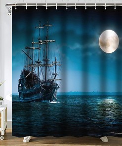 Pirate Ghost Ship Shower Curtain for a Spooky Bathroom Theme