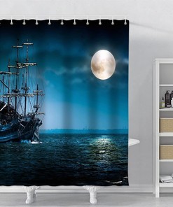 Pirate Ghost Ship Shower Curtain for a Spooky Bathroom Theme