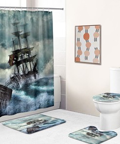 Pirate Marine Fishing Vessel Bathroom Shower Curtain