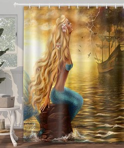 Pirate Mermaid Shower Curtain For A Whimsical Bathroom Decor, Fantasy-Themed Bathroom Accessories