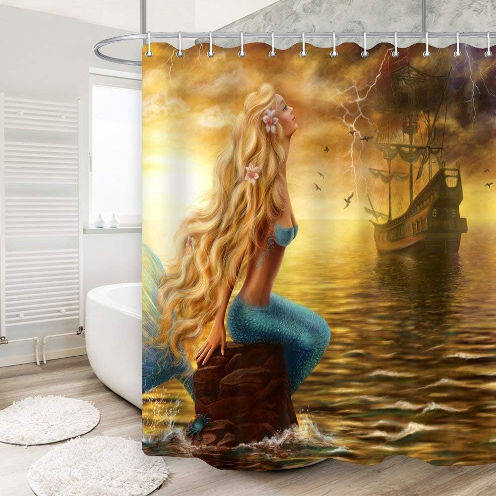 Pirate Mermaid Shower Curtain For A Whimsical Bathroom Decor, Fantasy-Themed Bathroom Accessories - Image 4