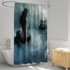 Pirate Mermaid Waterproof Shower Curtain with Ocean Theme - Cloth Fabric for Bathroom Decoration Set Hook