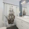 Pirate Ship Artistic Print Shower Curtain for Rustic and Nautical Bathroom Decor