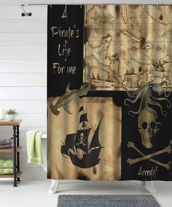 Pirate Ship Nautical Shower Curtain for a Seafaring Theme