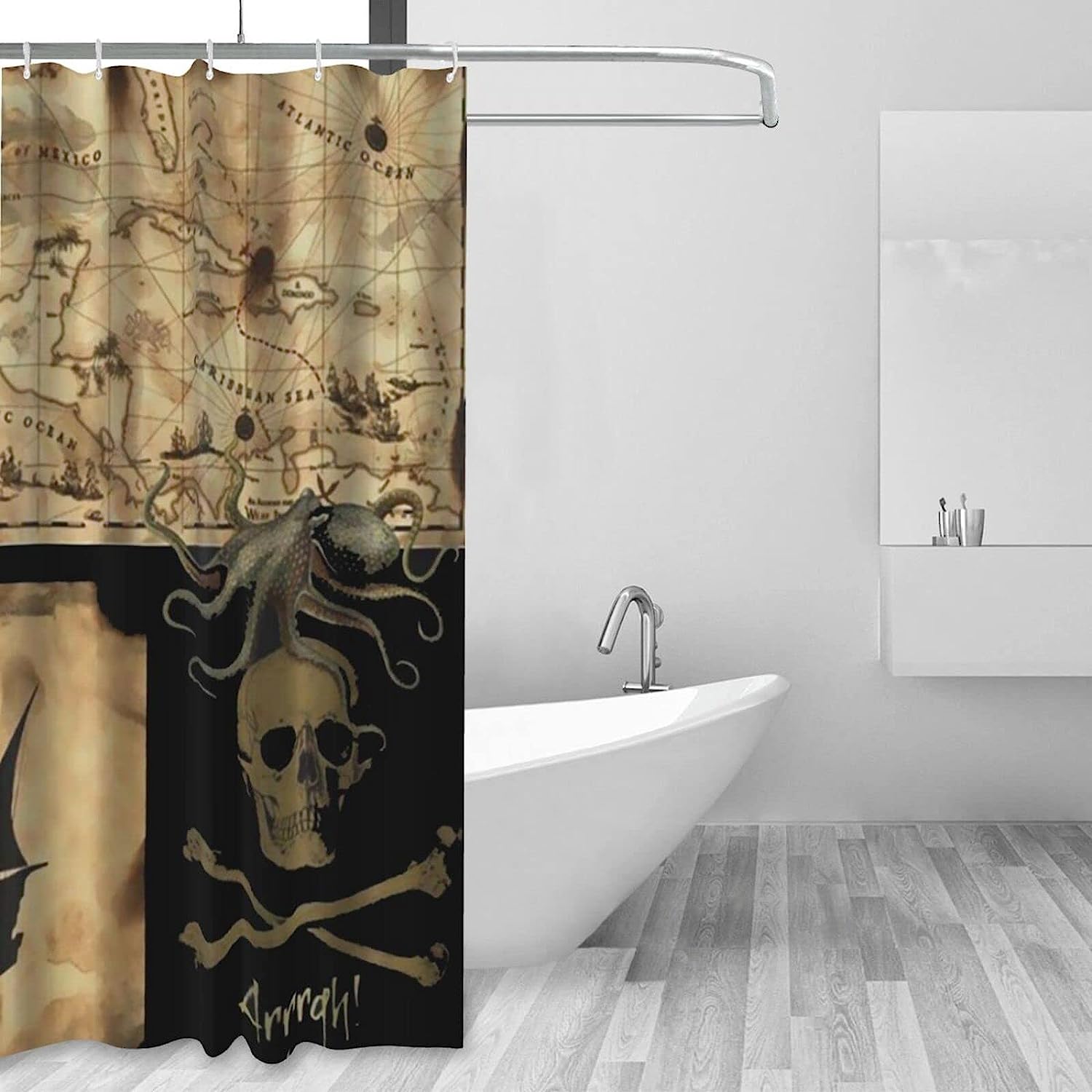 Pirate Ship Nautical Shower Curtain for a Seafaring Theme