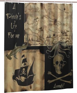 Pirate Ship Nautical Shower Curtain for a Seafaring Theme