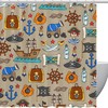 Pirate Ship Treasure Map Print Shower Curtain for Bathroom