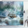 Pirate Ship on Wavy Sea Ocean Print Shower Curtain for Bathroom