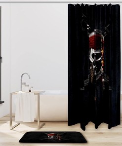 Pirate Skull Fabric Shower Curtain - Nautical Skull Bathroom Decor