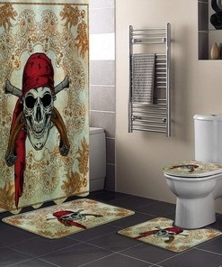 Pirate Skull Paisley Design Bathroom Print Shower Curtain