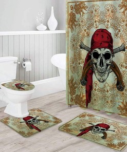 Pirate Skull Paisley Design Bathroom Print Shower Curtain