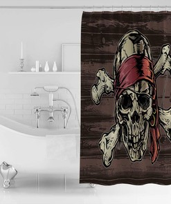 Pirate Skull Pattern Shower Curtain - Pirate Themed Bathroom Decor