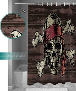 Pirate Skull Pattern Shower Curtain - Pirate Themed Bathroom Decor