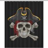 Pirate Skull Print Shower Curtain with Waterproof Fabric and Rustproof Hooks