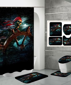 Pirate Skull Skeleton Waterproof Fabric Shower Curtain for Bathroom